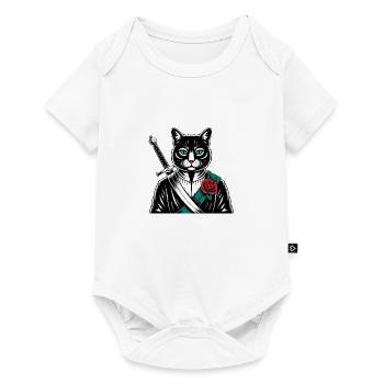 Die Samurai-Katze, die Bushido-Katze - Baby Premium Kurzarmbody - Weiß - Vorne