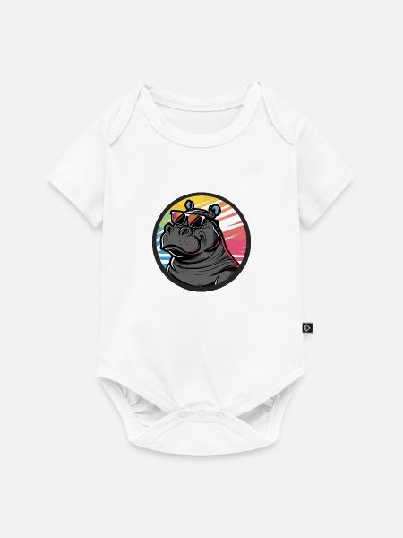 Nilpferd Cool Comic - Baby Premium Kurzarmbody - Weiß