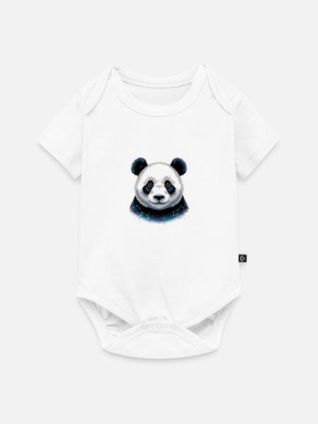 Niedlicher Panda Aufkleber - Baby Premium Kurzarmbody - Weiß
