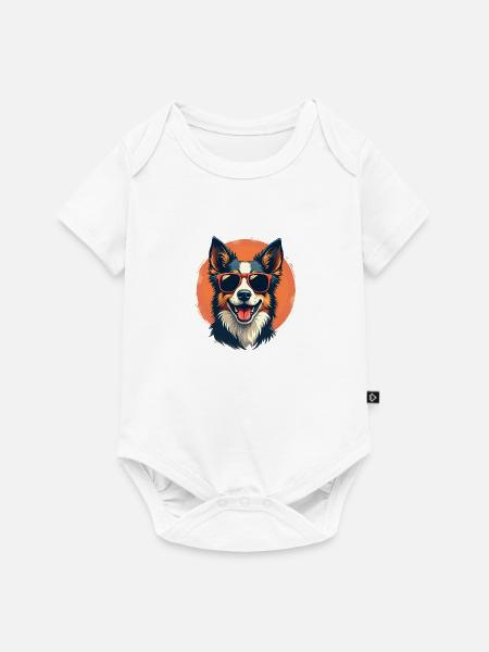 Lächelnder Hund im Retrodesign - Baby Premium Kurzarmbody - Weiß
