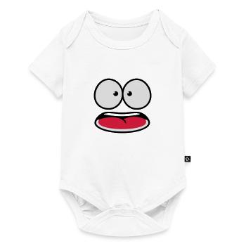 Visage de dessin animé effrayé et peu sûr de lui - Body à manches courtes Premium Bébé - blanc - Devant
