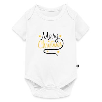 text design logo tanne sterne frohe christmas weih - Baby Premium Kurzarmbody - Weiß - Vorne