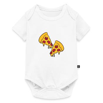 2 pizzas morceaux de fromage dégoulinant de salami - Body à manches courtes Premium Bébé - blanc - Devant