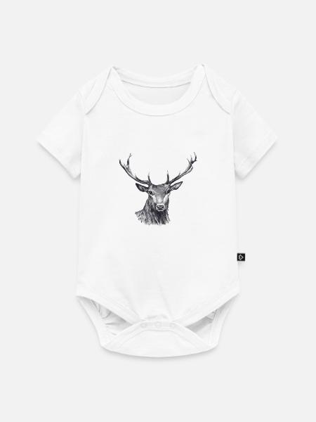Hirsch - Baby Premium Kurzarmbody - Weiß