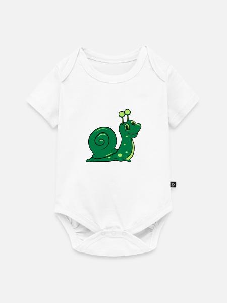 Schnecke lustig Kinder - Baby Premium Kurzarmbody - Weiß