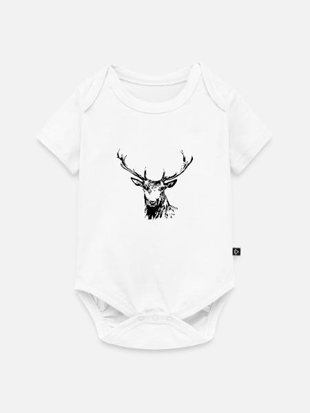Hirsch - Baby Premium Kurzarmbody - Weiß