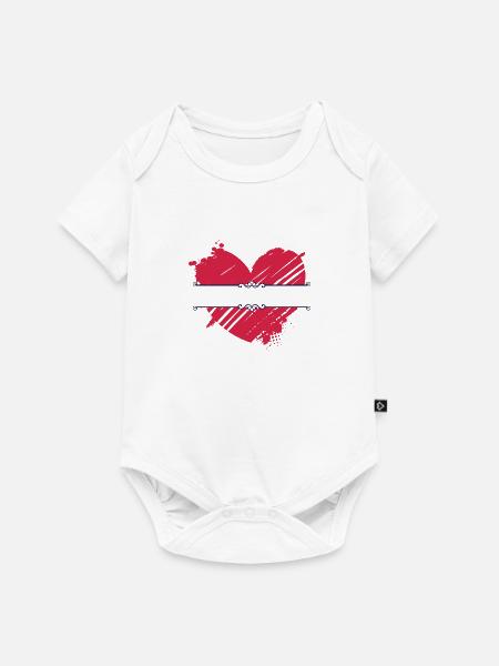 rote Herzspalte - Baby Premium Kurzarmbody - Weiß
