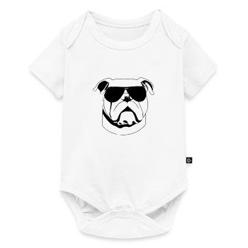 Chiens bouledogues avec lunettes de soleil vecteur cool - Body à manches courtes Premium Bébé - blanc - Devant