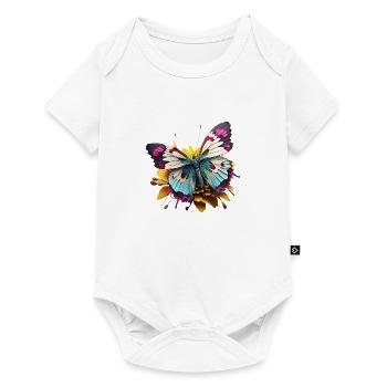 Colorful Butterfly with Flower Summer Motif Cartoon - Baby Premium short-sleeve bodysuit - white - Front