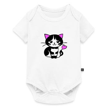 Süße Katze im Comic Stiel - Baby Premium Kurzarmbody - Weiß - Vorne