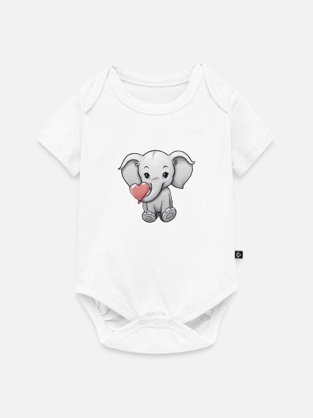Elefant mit Herz - Baby Premium Kurzarmbody - Weiß