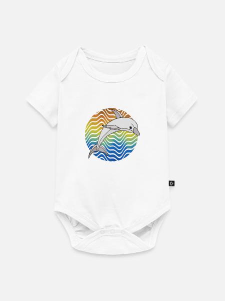 Delfin - Baby Premium Kurzarmbody - Weiß