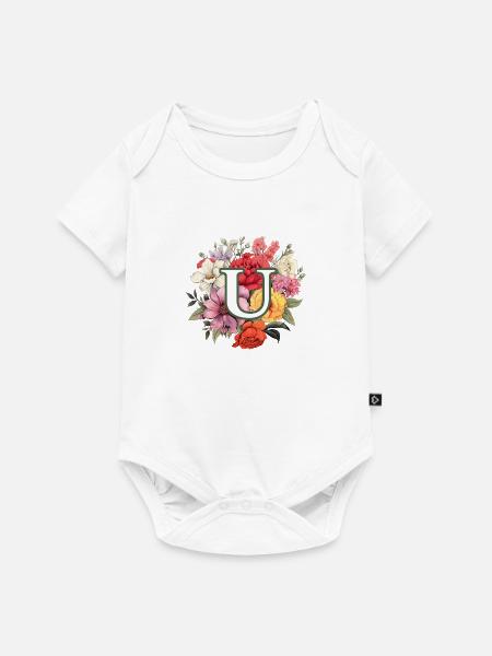 U Monogramm Blumenstrauss - Baby Premium Kurzarmbody - Weiß