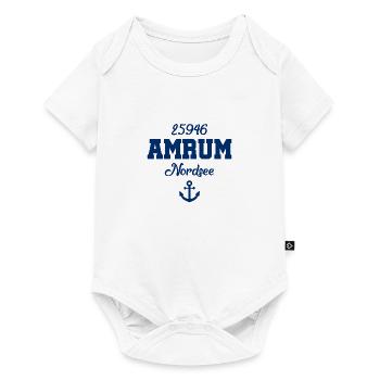Amrum - 25946 - Nordsee Insel - Baby Premium Kurzarmbody - Weiß - Vorne