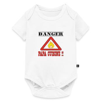 Danger papa cuisine !!! - Body à manches courtes Premium Bébé - blanc - Devant