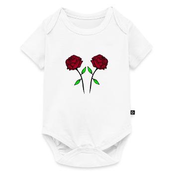 rosen - Baby Premium Kurzarmbody - Weiß - Vorne