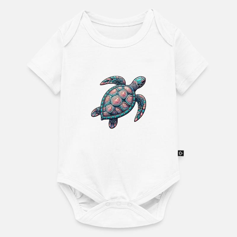 Tortue de mer décorative - Body à manches courtes Premium Bébé - blanc