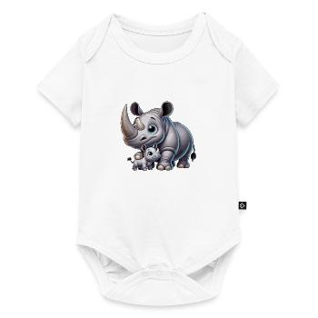 Rhinoceros mother with child - Baby Premium short-sleeve bodysuit - white - Front