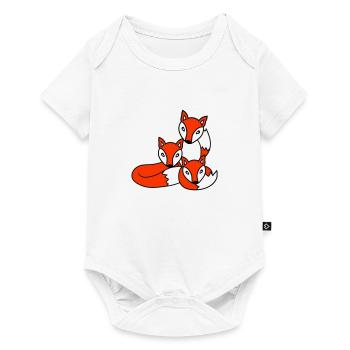 3 Renards Amis Famille Trois Enfants Équipe Mignon - Body à manches courtes Premium Bébé - blanc - Devant