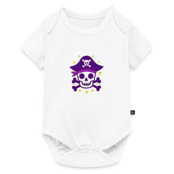 Purple Pirate Skull and Crossbones - Baby Premium short-sleeve bodysuit - white - Front