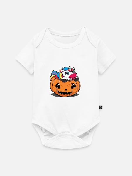 Halloween Kostüm lustig Katze süß Kürbis Geschenk - Baby Premium Kurzarmbody - Weiß