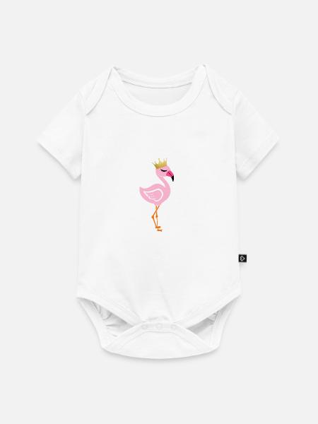 Flamingo mit Krone - Baby Premium Kurzarmbody - Weiß