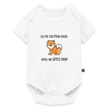 La vie est plus belle avec un spitz nain - Body à manches courtes Premium Bébé - blanc - Devant