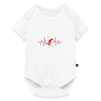 J'adore battement de coeur cadeau de ski de fond - Body à manches courtes Premium Bébé - blanc - Devant