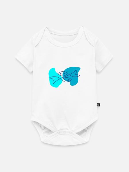 Fish One Line Drawing - Baby Premium Kurzarmbody - Weiß