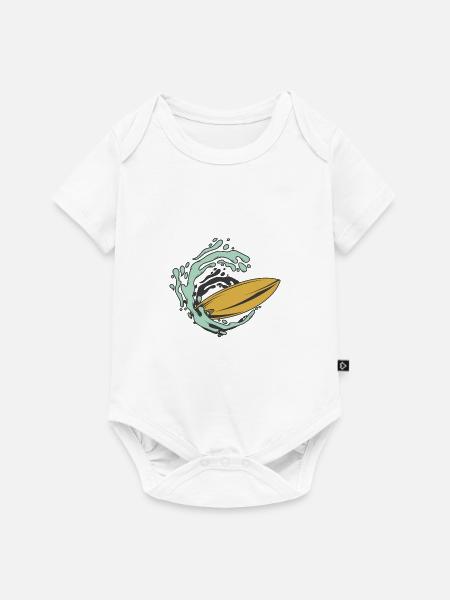 Surfboard Welle - Baby Premium Kurzarmbody - Weiß