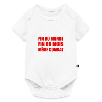 fin du monde fin du mois même combat - Body à manches courtes Premium Bébé - blanc - Devant