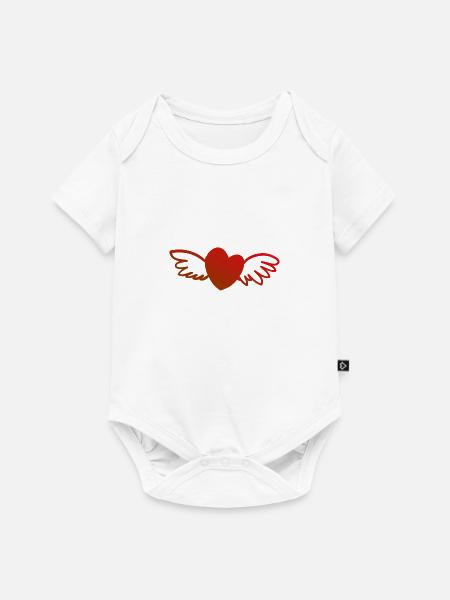 Herz mit Flügel - Baby Premium Kurzarmbody - Weiß