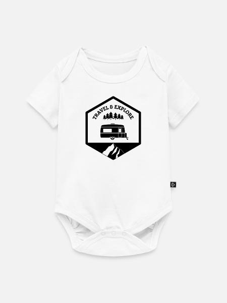 Caravan Travel und explore schwarz - Baby Premium Kurzarmbody - Weiß