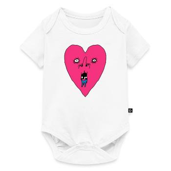 Heart Grimace - Ugly heart face - Baby Premium short-sleeve bodysuit - white - Front