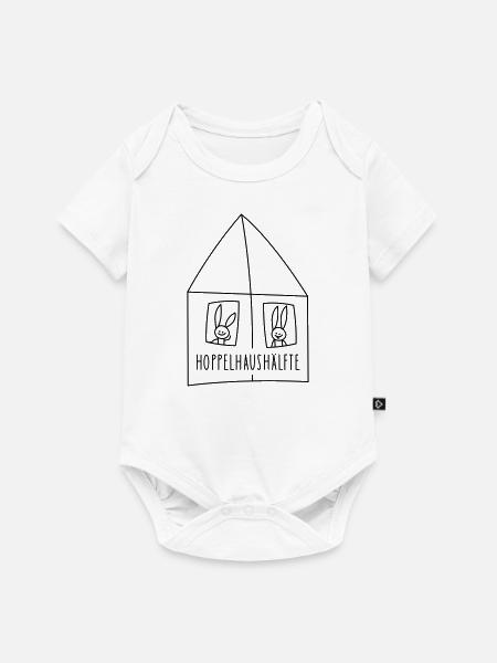 Lustige Hasen im Häuschen - Baby Premium Kurzarmbody - Weiß