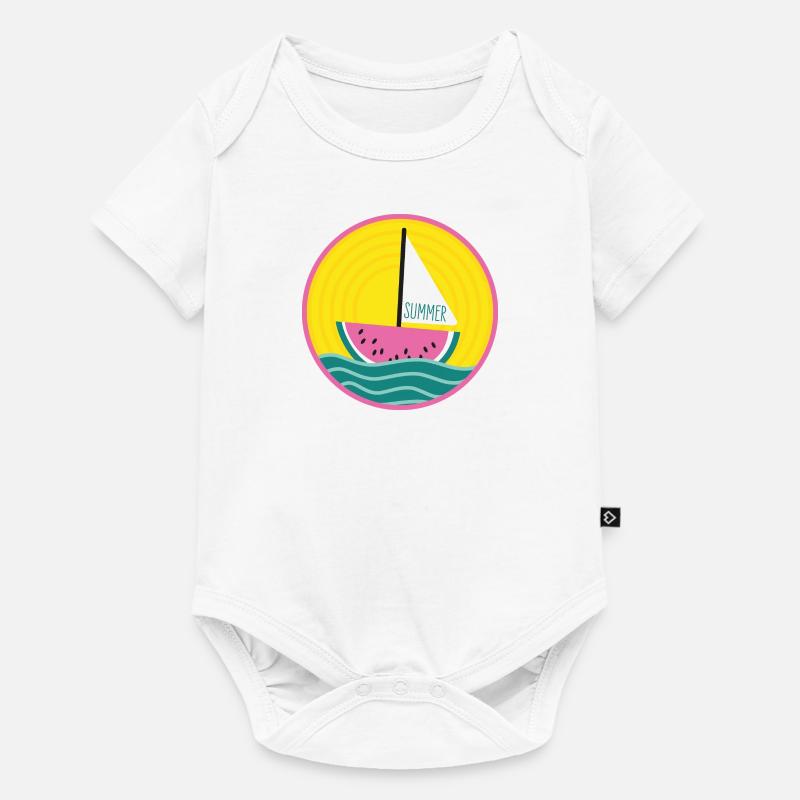 Summer Segelboot Wassermelone - Baby Premium Kurzarmbody - Weiß