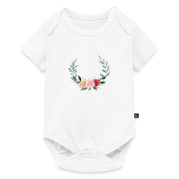 Couronne florale d'été, personnalisable - Body à manches courtes Premium Bébé - blanc - Devant