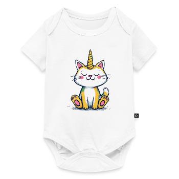 Einhornkatze - Baby Premium Kurzarmbody - Weiß - Vorne