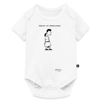 Mädchen mit Pferdeschwanz - Baby Premium Kurzarmbody - Weiß - Vorne