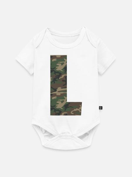 Robuster Buchstabe L im Tarnmuster! - Baby Premium Kurzarmbody - Weiß