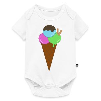 Buntes Eis mit Waffel - Baby Premium Kurzarmbody - Weiß - Vorne