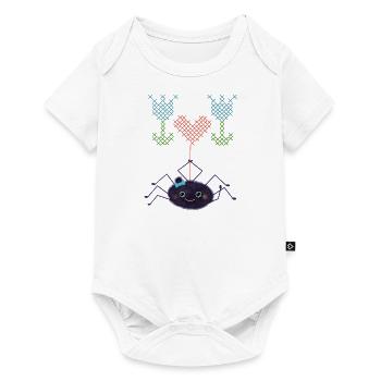 Cute spider embroidering flowers - Baby Premium short-sleeve bodysuit - white - Front