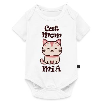 Mia Surname First name with cat - Baby Premium short-sleeve bodysuit - white - Front