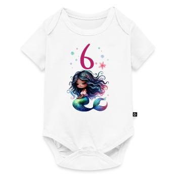 Geburtstag 6 Meerjungfrau Mädchen Sechs 6 Jahre al - Baby Premium Kurzarmbody - Weiß - Vorne
