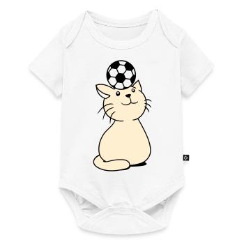 Ball Playing Cat Balancing Football Head Fun - Baby Premium short-sleeve bodysuit - white - Front