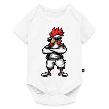 Coq Bande Dessinée Cool - Body à manches courtes Premium Bébé - blanc - Devant