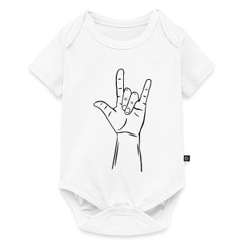 Handgeste ich liebe dich / ich liebe dich - Baby Premium Kurzarmbody - Weiß - Vorne