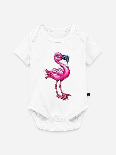 pink rosa Flamingo Vogel :) - Baby Premium Kurzarmbody - Weiß