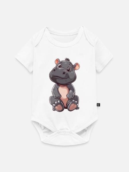 Nilpferd - Baby Premium Kurzarmbody - Weiß