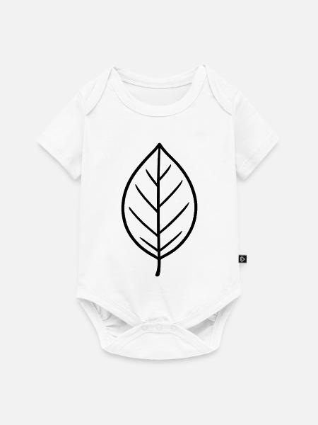 Schwarzes Blattlinien-Design - Baby Premium Kurzarmbody - Weiß